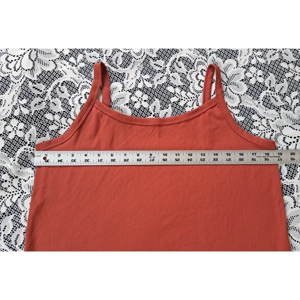 No Boundaries (2)Camisole Tops XXXL Rust/Green Ribbed‎ Stretch Tank Top Layering